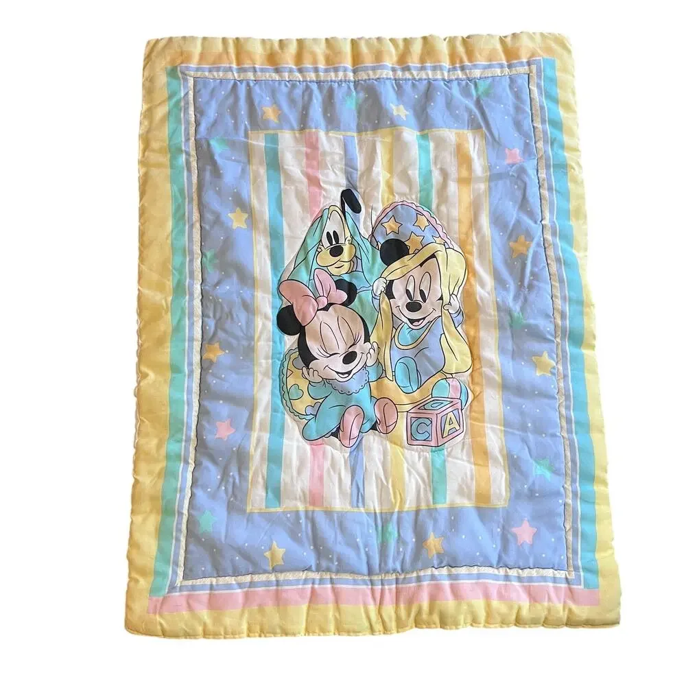 Disney Babies Baby Blanket Vintage‎ Dundee Minnie Mickey Goofy Pastel Comforter